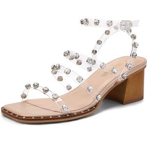 Never worn!! Brand new! Dreampairs clear rhinestone 2in sandals